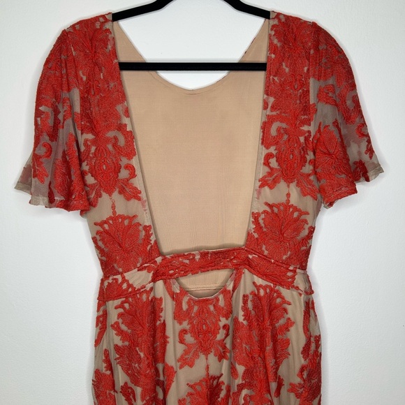 For Love & Lemons San Marco Lace Red Mini Dress Open Back - Picture 6 of 9